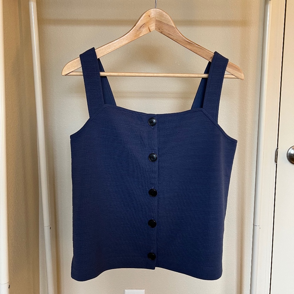 J. Crew Textured Ottoman Button Front Tank